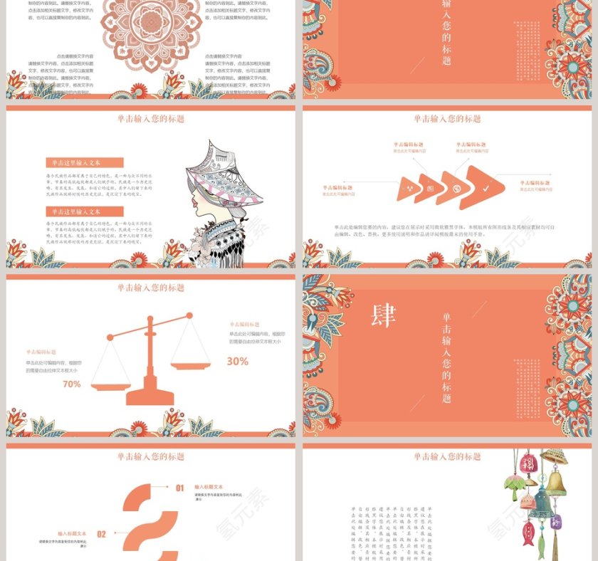 民族风工作汇报模板PPT第3张