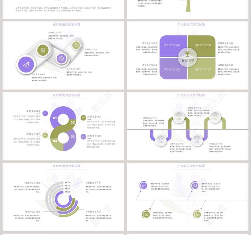 紫色小清新年终工作总结ppt模板第4张
