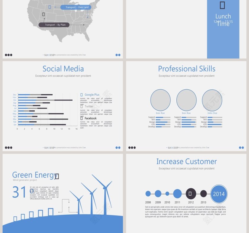 欧美经典商务时尚工作总结PPT模板  第5张