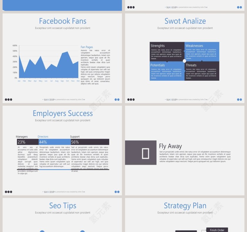 欧美经典商务时尚工作总结PPT模板  第6张