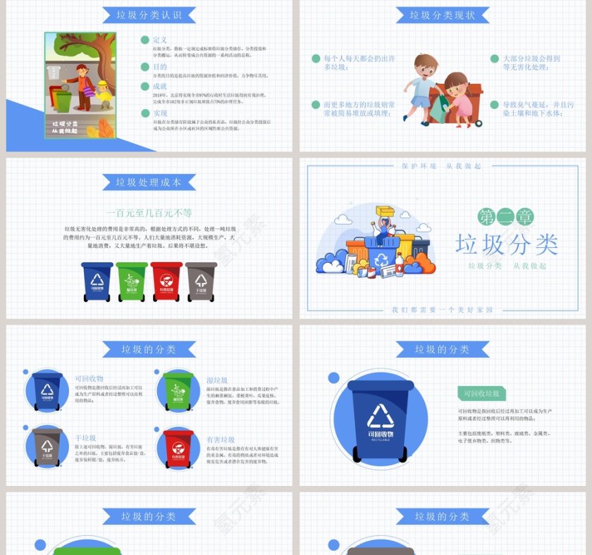 垃圾分类从我做起保护环境PPT模板第2张