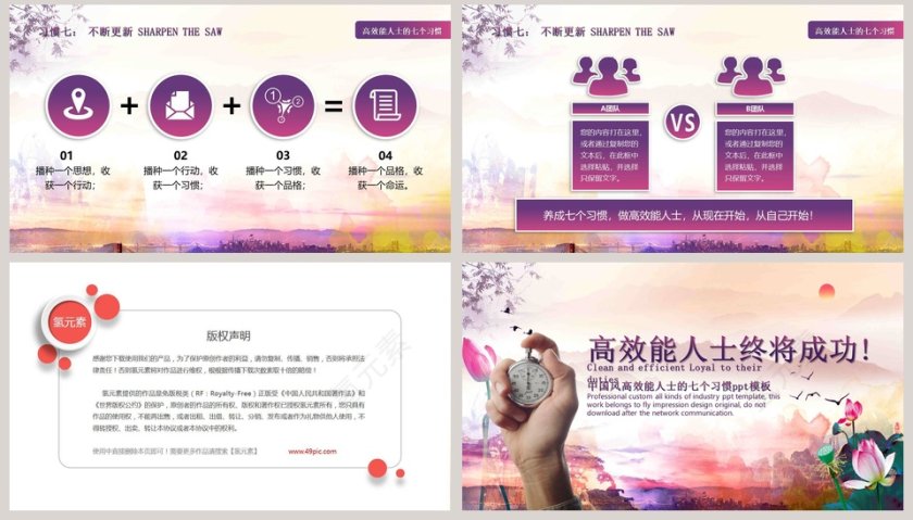 中国风高效能人士的七个习惯ppt模板第8张