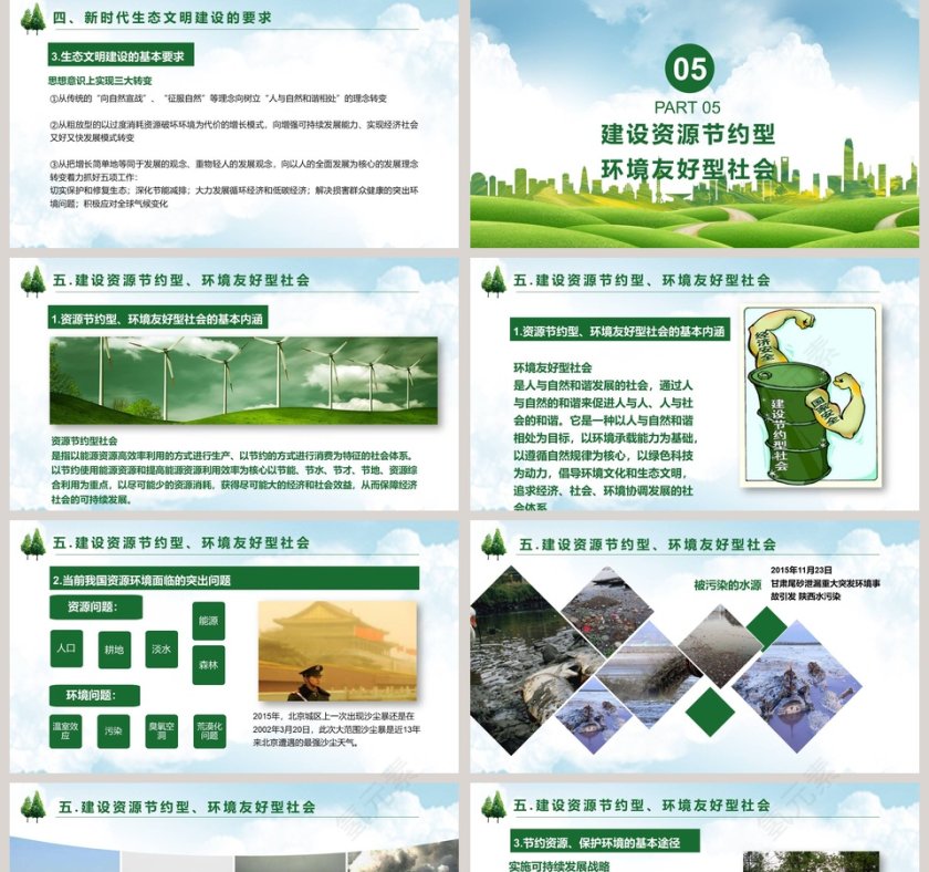 新时代生态文明建设ppt模板第5张