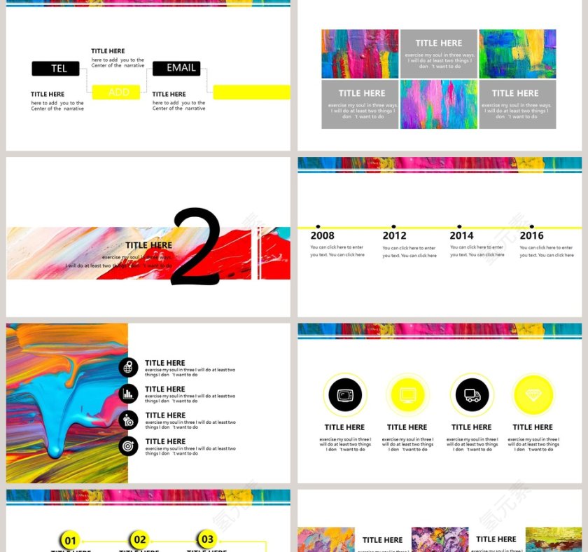 红色简洁油画风格工作总结PPT模板第2张