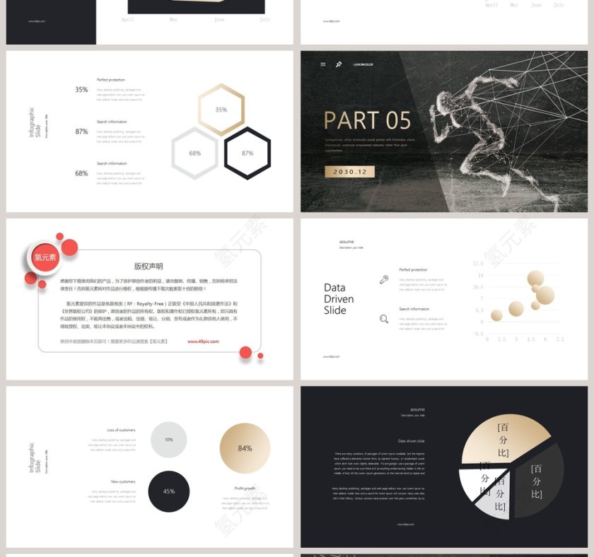 欧美黑金总结汇报PPT模板第4张