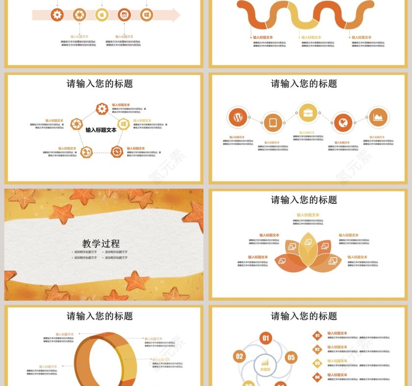 黄色卡通小清新教学设计课件PPT模板第3张