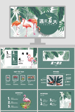 清新简约大气遇见夏天PPT模板