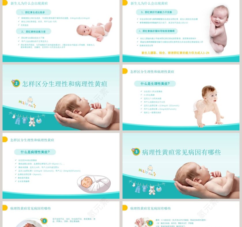卡通医疗新生儿黄疸治疗护理知识PPT第2张