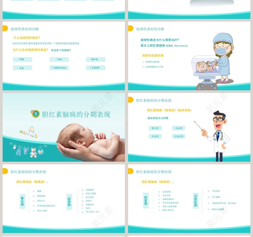 卡通医疗新生儿黄疸治疗护理知识PPT第4张