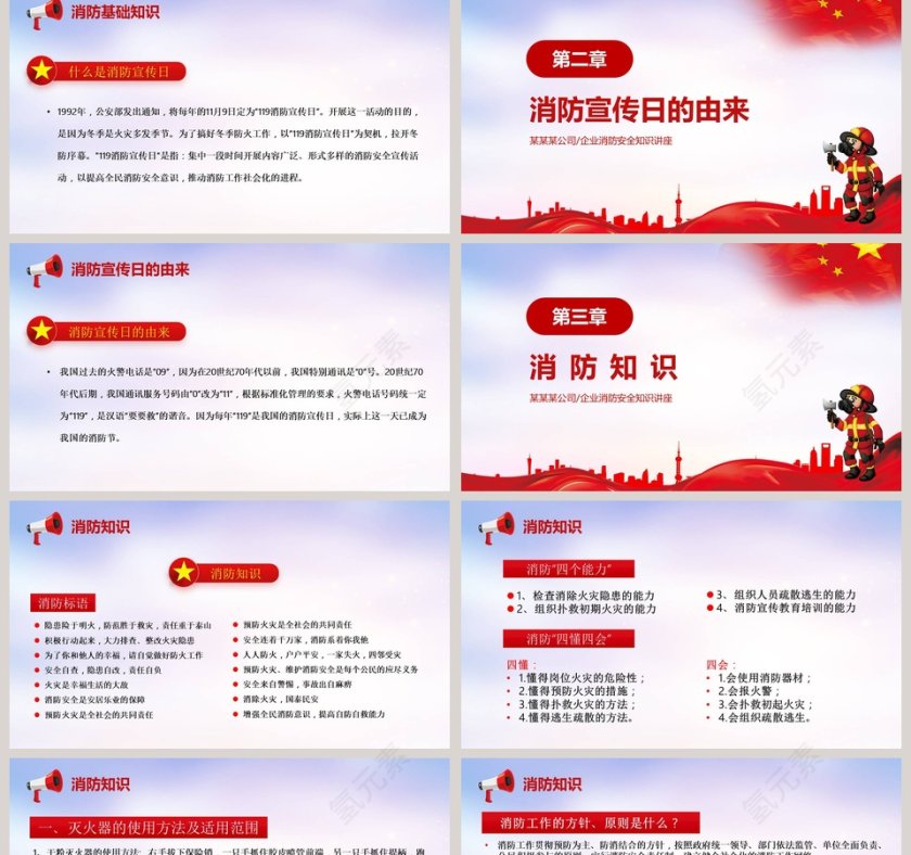 红色简约消防宣传日PPT课件第2张