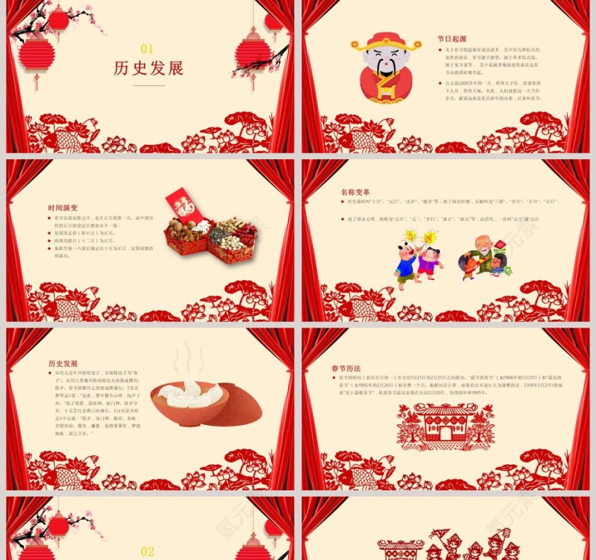 2019新年红色喜庆春节贺卡电子贺卡PPT模板第2张