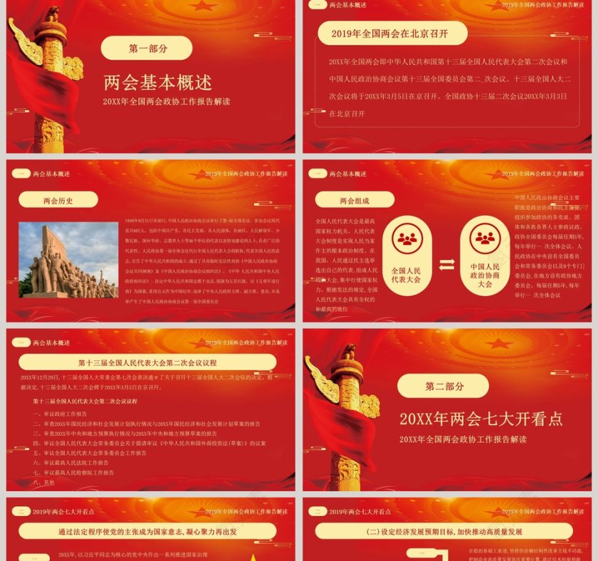红色大气聚焦全国两会政协报告解读PPT模板第2张