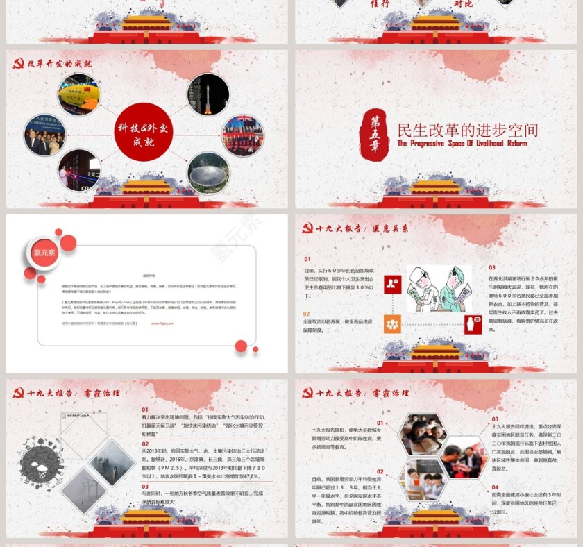 中国风纪念改革开放40周年党课PPT第4张