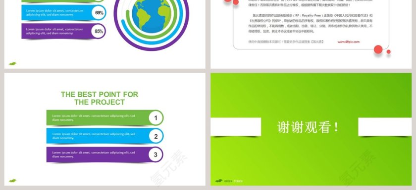 绿色清新极简项目介绍PPT模板第3张