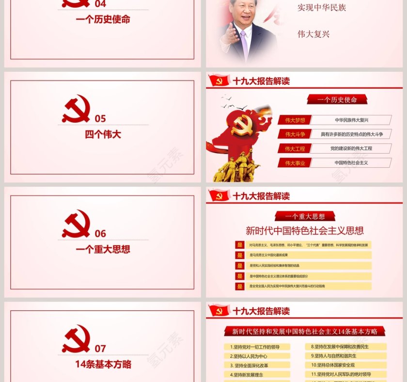 十九大报告解读主题党建ppt模板第3张