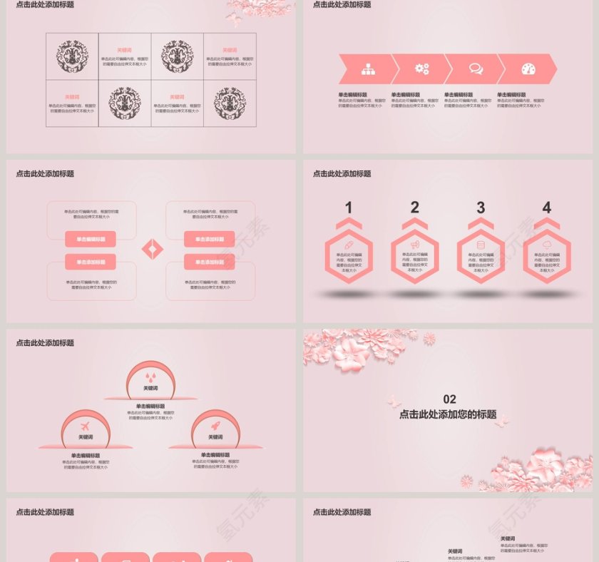 清新可爱粉色系年终总结PPT模板第2张