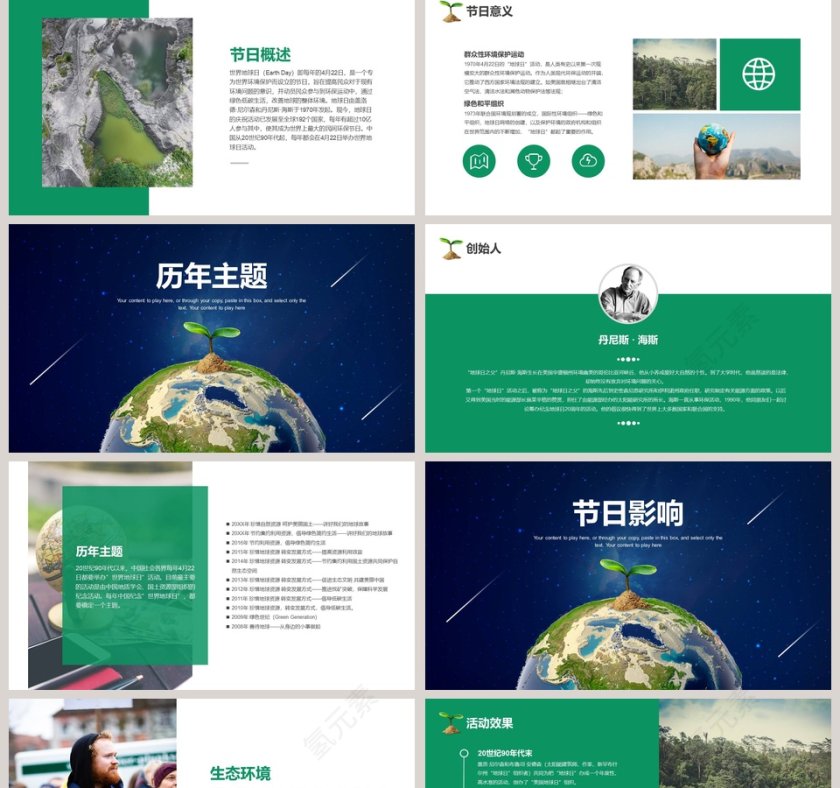 保护环境世界地球日主题PPT模板第2张