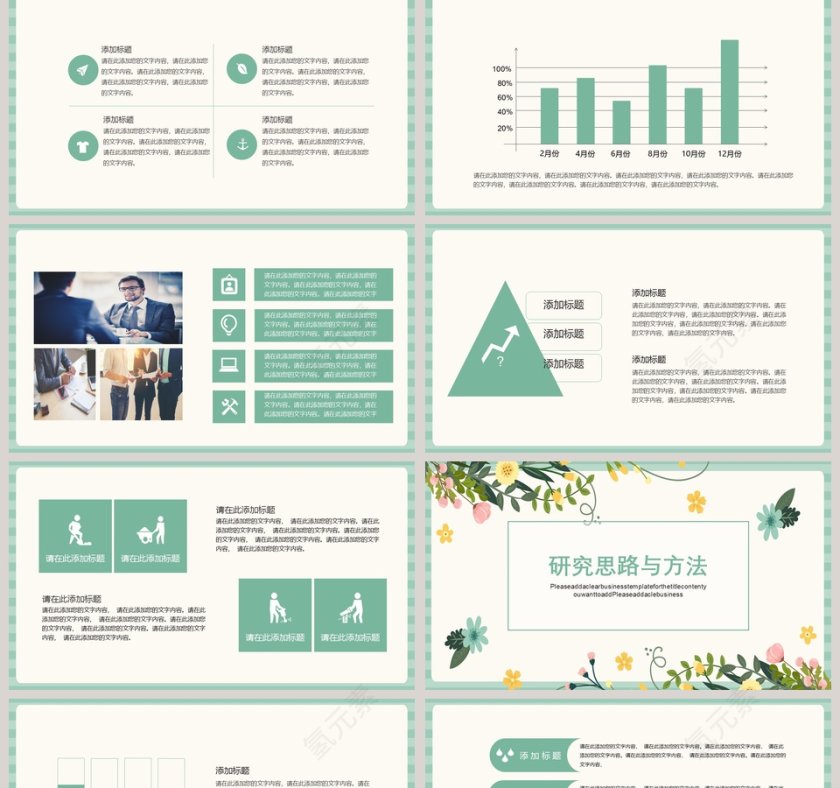 小清新毕业论文答辩模板ppt第2张