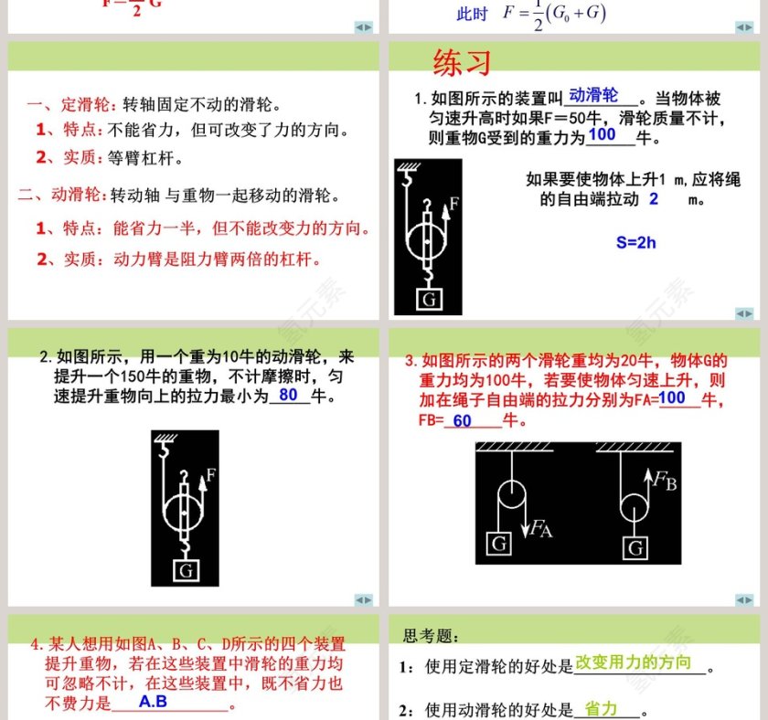 滑 轮-第九章 简单机械 功教学ppt课件第6张