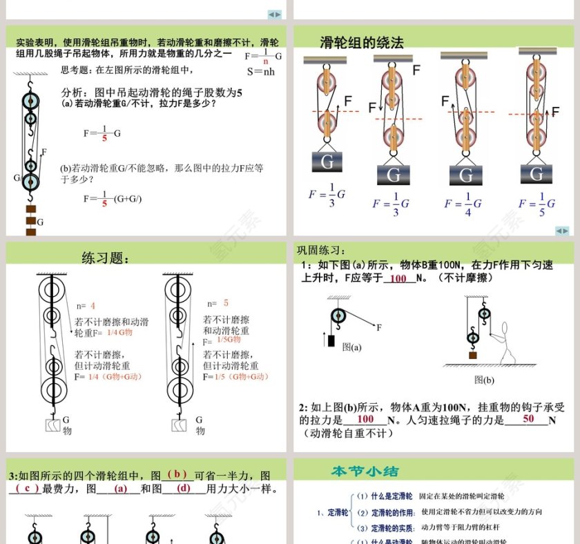 滑 轮-第九章 简单机械 功教学ppt课件第8张