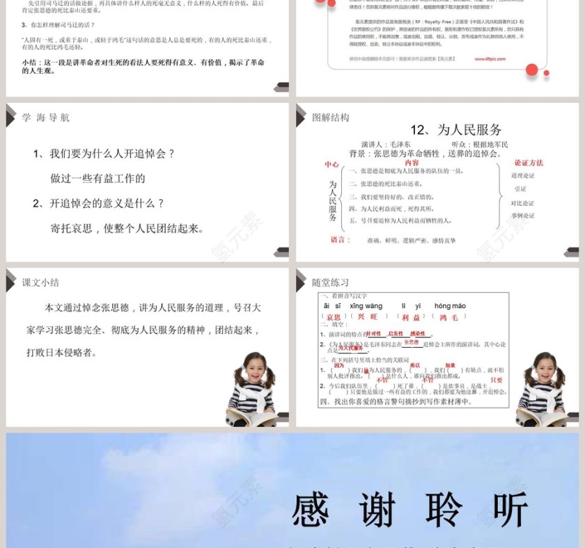 部编版六年级语文下册为人民服务语文课件PPT第3张