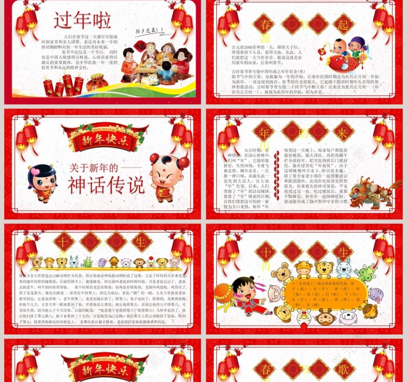红色大气喜庆春节新年纳福ppt第2张