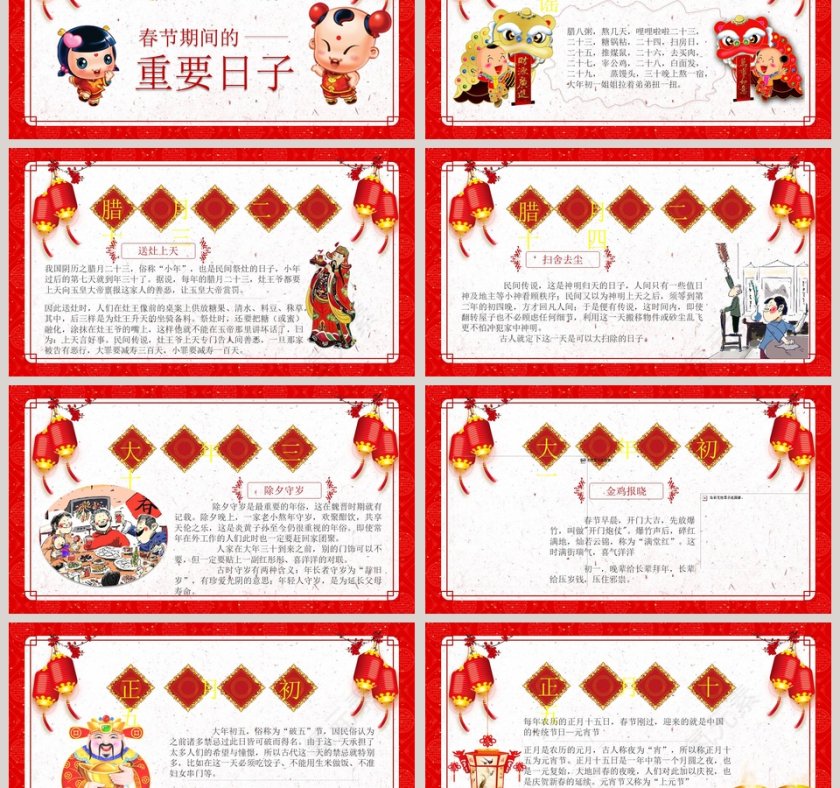 红色大气喜庆春节新年纳福ppt第3张