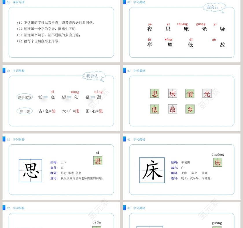 诗词解析部编版一年级语文下册静夜思语文课件PPT第2张