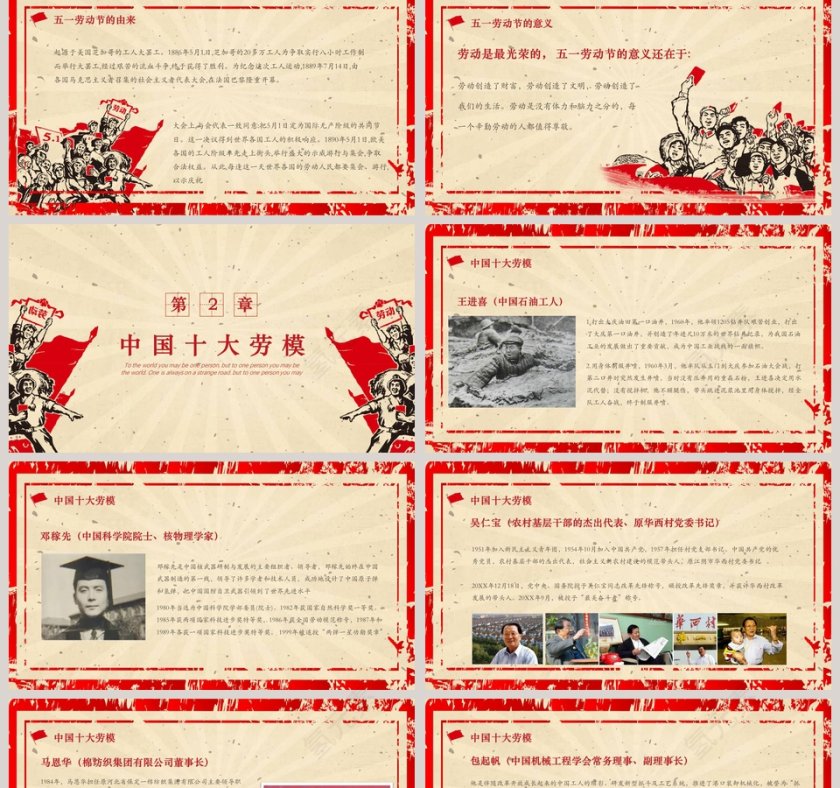 五一劳动节介绍主题班会PPT模板第2张