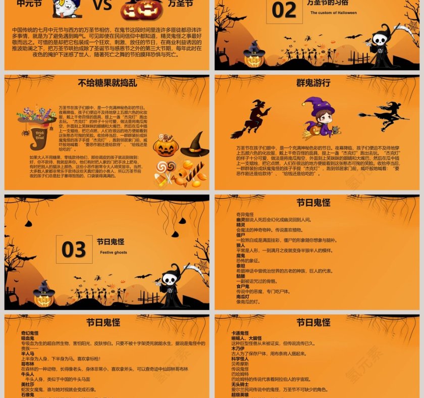 万圣节狂欢万圣节习俗活动PPT模板第3张