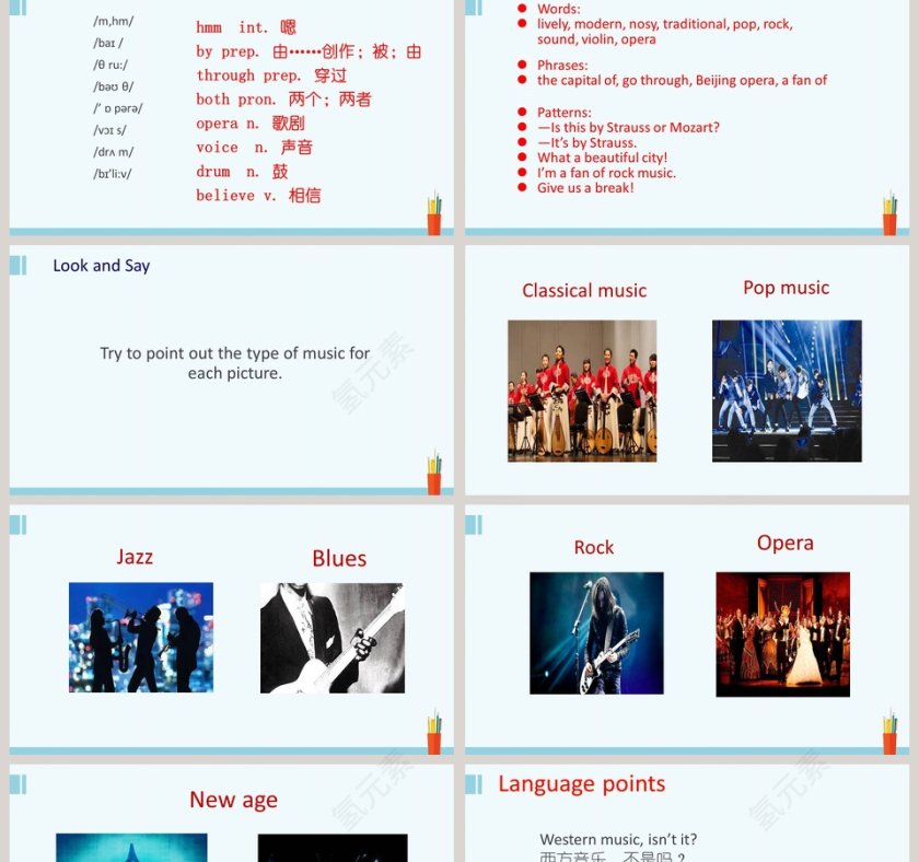 蓝色背景简约英语教学课件ppt第2张