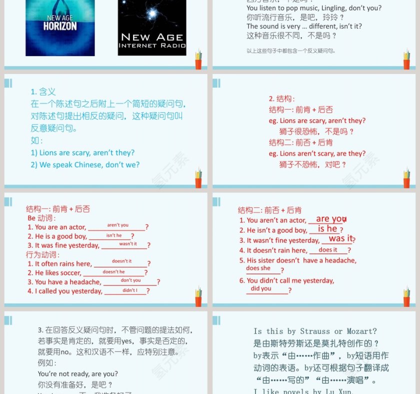 蓝色背景简约英语教学课件ppt第3张