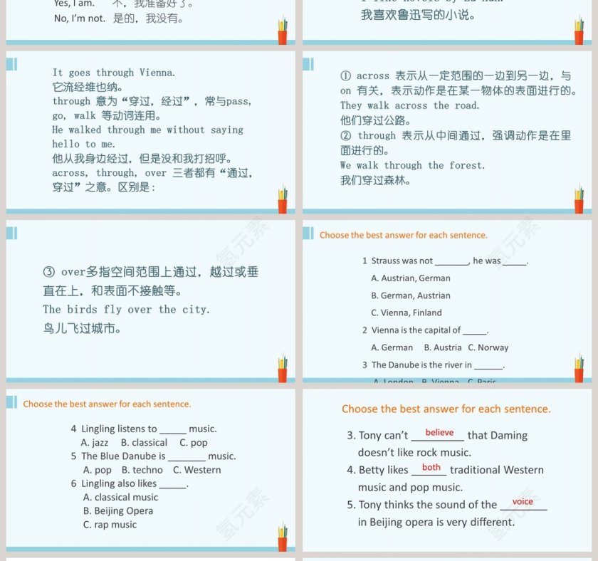 蓝色背景简约英语教学课件ppt第4张