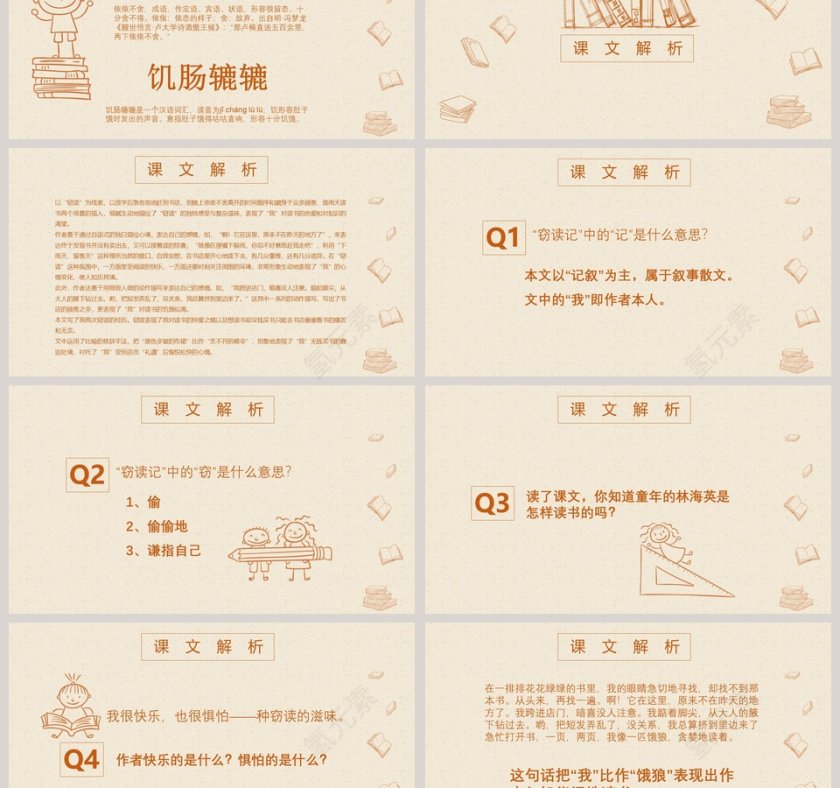 黄色简约五年级语文课件《窃读记》PPT第3张