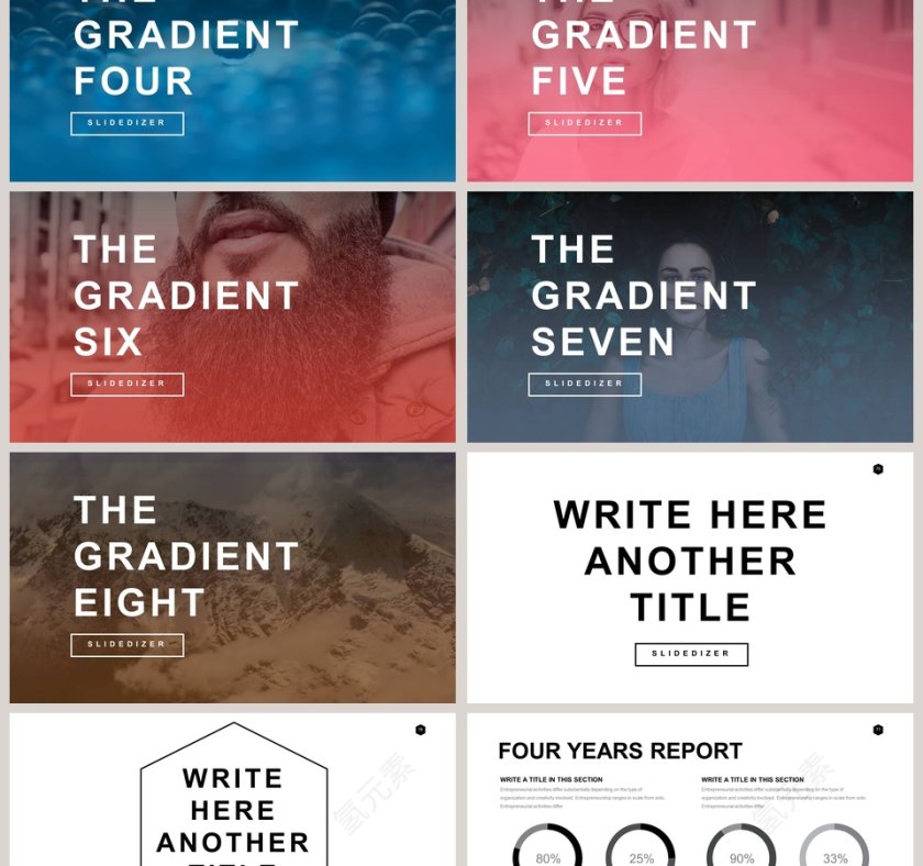  欧美极简PPT创意欧美杂志风创业书PPT模板  第12张