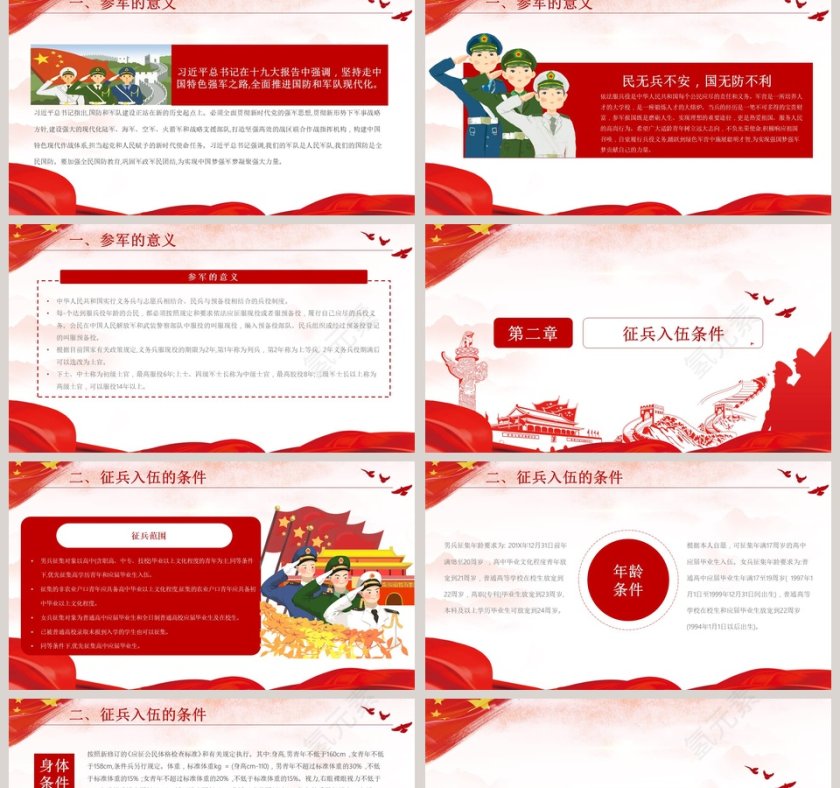 中国风参军尽义务戍边为国防PPT模板第2张