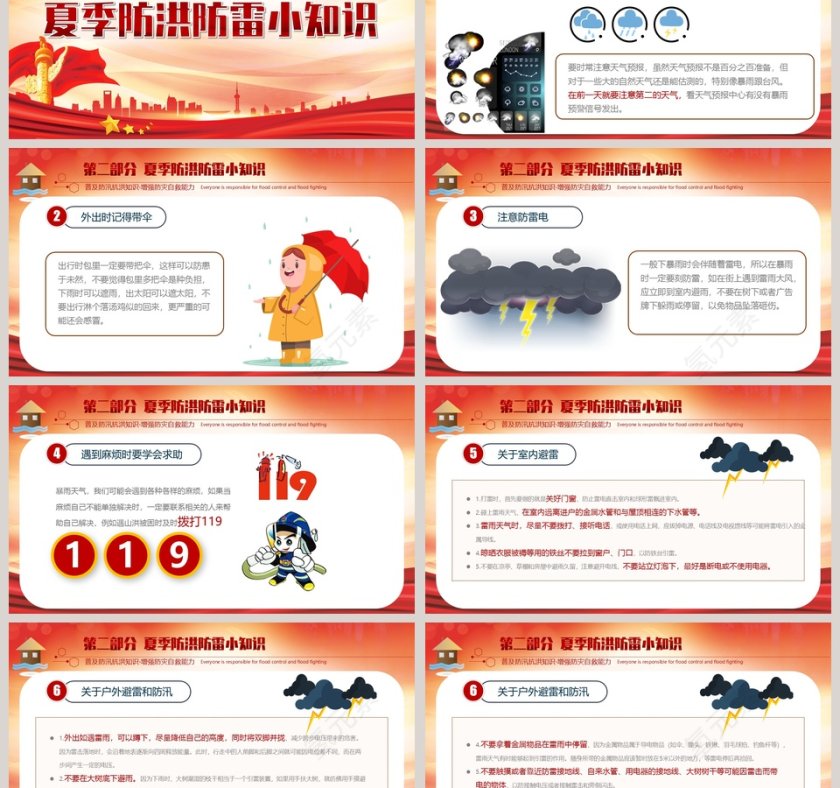 汛期洪灾自救知识政府部门夏季汛期降雨抗洪救灾培训模板第3张