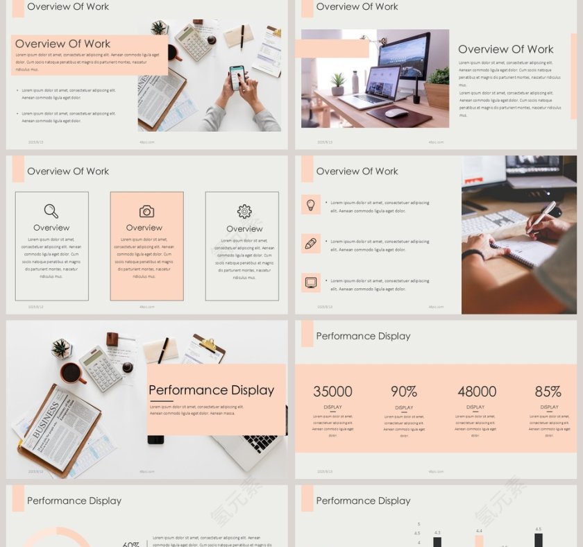 简洁欧美商务总结汇报PPT模板第2张