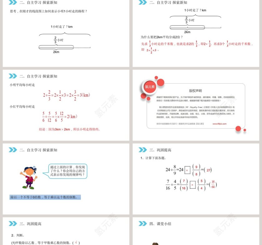人教版小学数学六年级上册PPT模板大全第2张