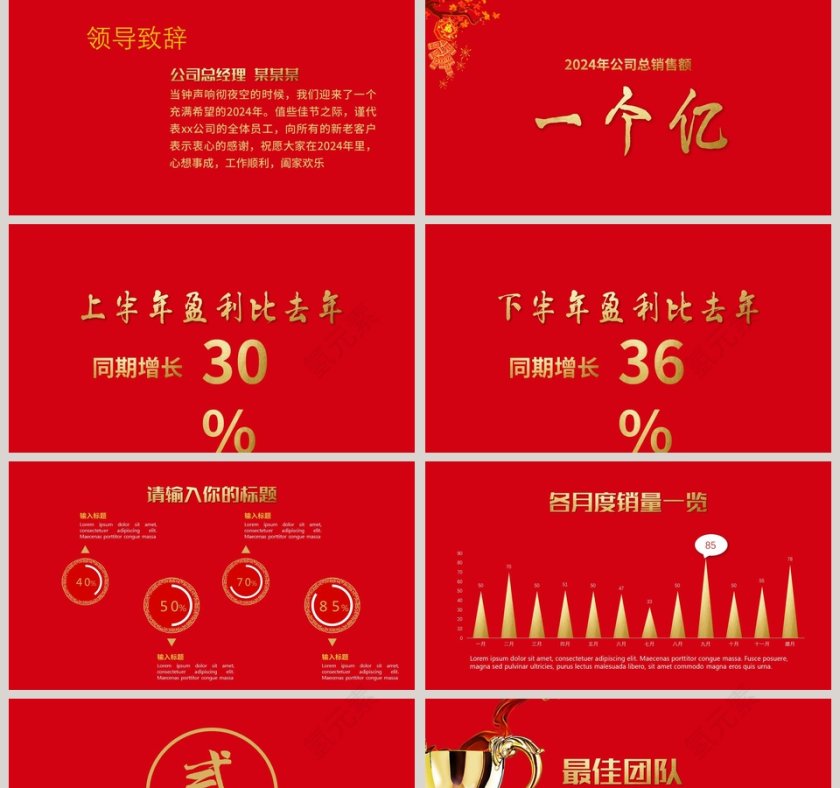 红色简约恭贺新春企业年会PPT第2张