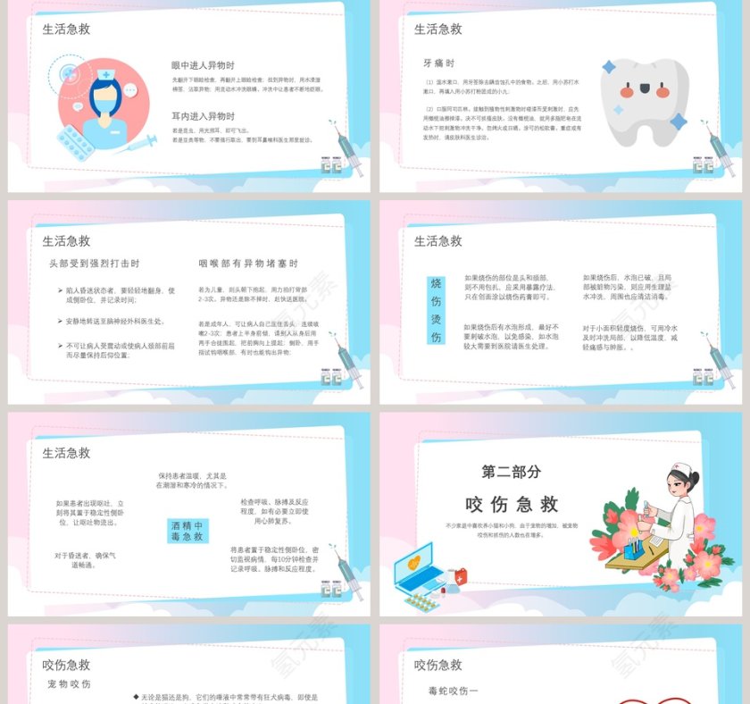 简约清新医学护理医疗知识讲座PPT模板第2张