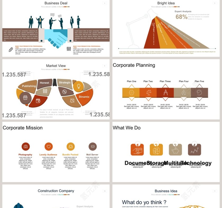 商务演讲可视化图表集PPT模板第2张