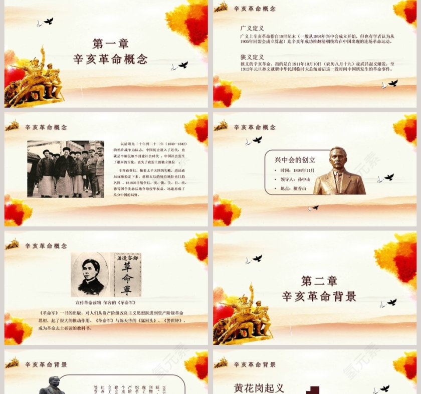 辛亥革命党课孙中山革命纪念日PPT模板   第2张