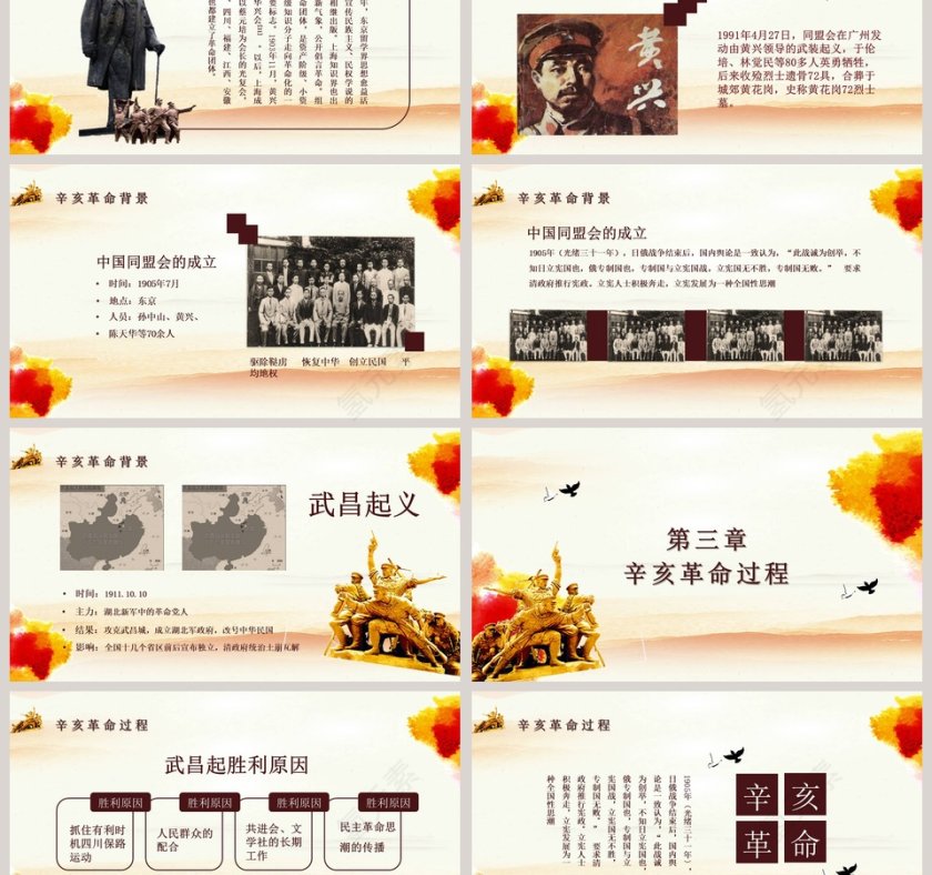 辛亥革命党课孙中山革命纪念日PPT模板   第3张