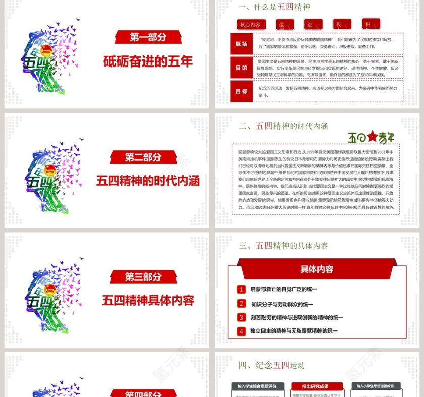 五四青年节PPT第2张