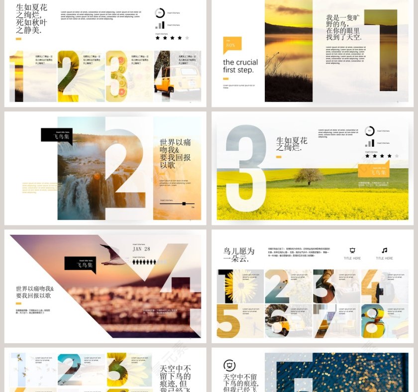 简约清新飞鸟集工作总结PPT第2张