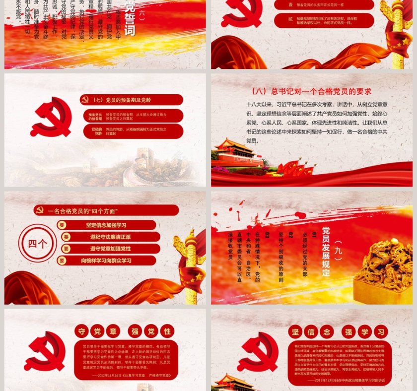 党政党课教育做合格党员PPT模板第3张