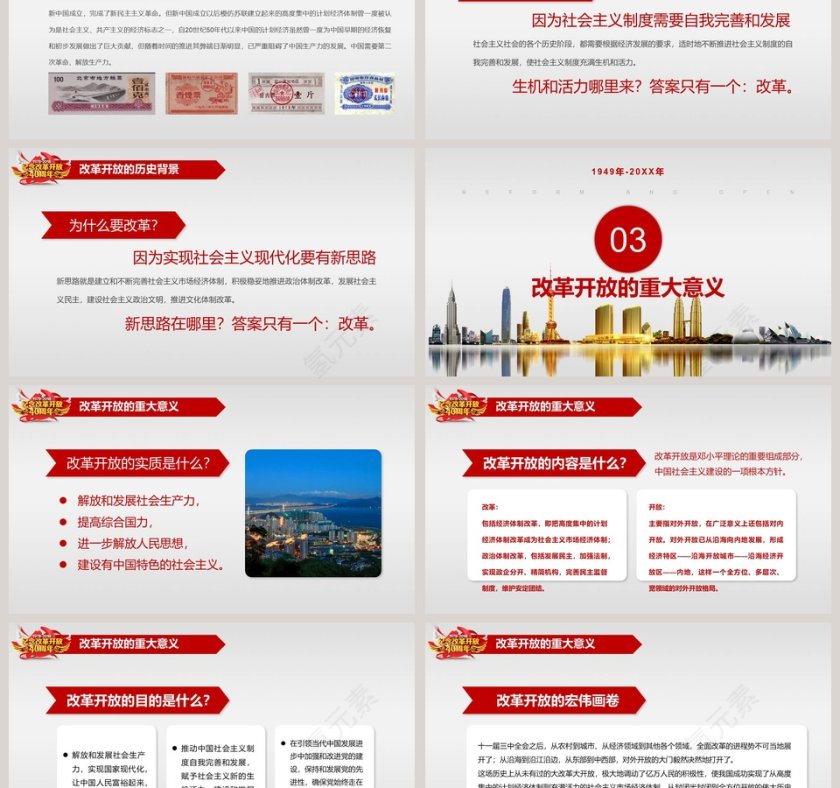 纪念改革开放40周年党课PPT第3张