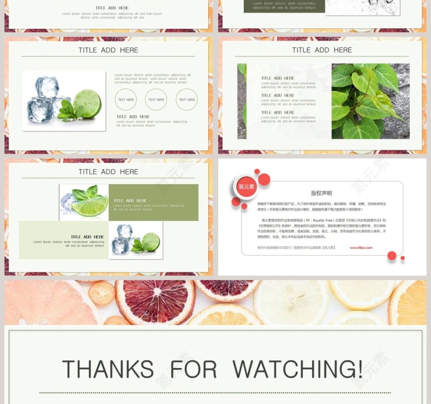 清爽水果背景英语教学课件ppt第4张