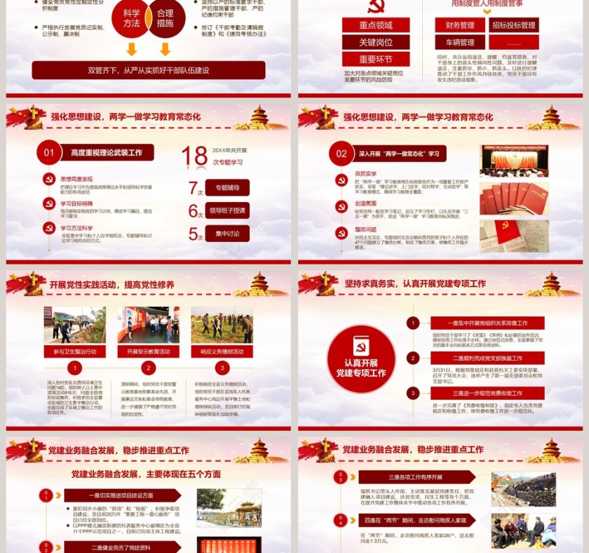 2019年终党建工作总结PPT模板第3张